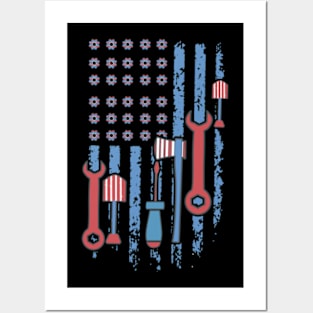 America Flag with working tools laborer happy labor day tee Posters and Art